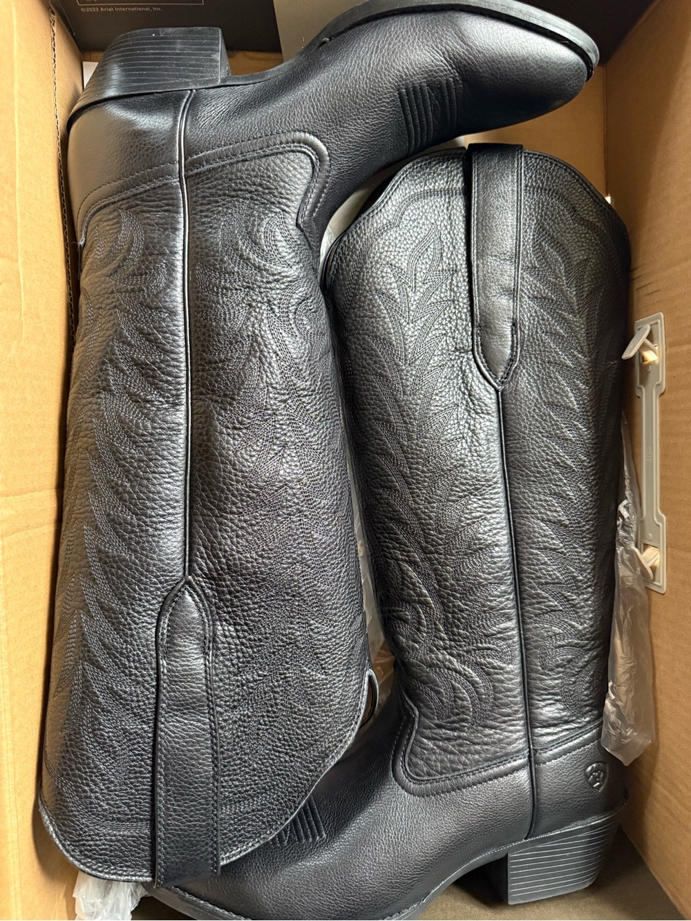 RARE Black knee high Leather Western Boots cowboy 11 WIDE Stretch calf ARIAT